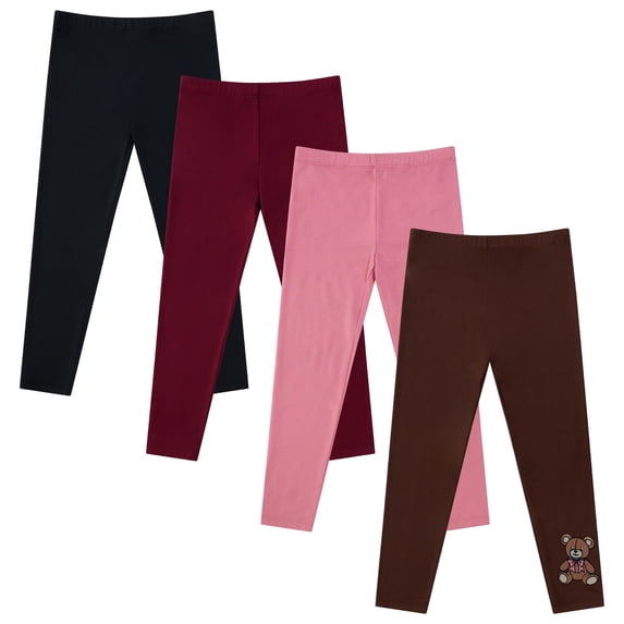 BTween Girls 4-Pack Fleece-Lined Leggings, Soft Stretch Pants, Sizes 4-14