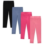 BTWEEN Girls 4 Pack Leggings Set, Exercise, Sports Tights with Wide Waistband for Girls