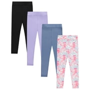 BTween Girls 4 Pack Leggings Set, Exercise, Sports Tights with Wide Waistband for Girls