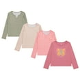 thumbnail image 1 of BTween Girls 4-Pack Long Sleeve Fashion Ribbed Tops - 100% Cotton, Fun & Vibrant Designs, Blush, 14/16, 1 of 5
