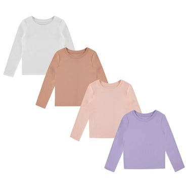 BTween Girls 4-Pack Long Sleeve Graphic T-Shirts - 100% Cotton, Fun & Vibrant Designs, BASC1,6