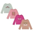 thumbnail image 1 of BTween Girls 4-Pack Long Sleeve Graphic T-Shirts - 100% Cotton, Fun & Vibrant Designs, Gray, 4/5, 1 of 7