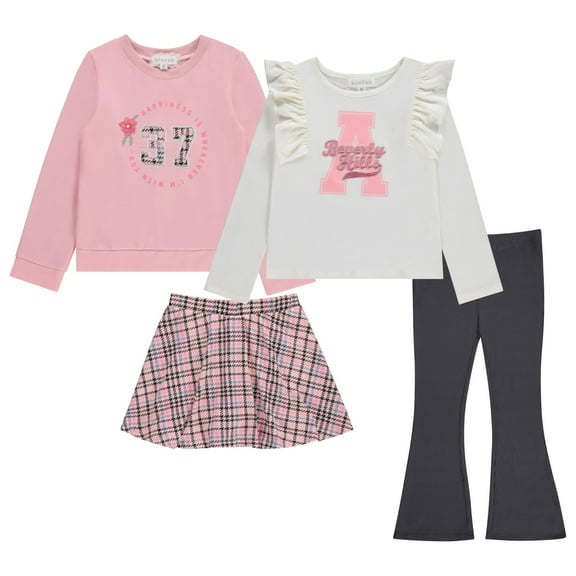 BTween Girls 4-Pack Wardrobe Set, Stylish and Comfortable Outfits for Kids - Coral, Size 6