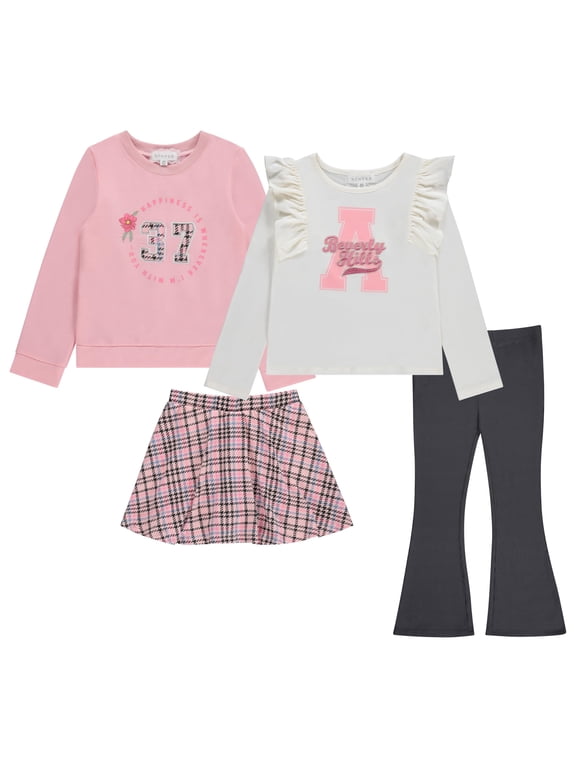 Girls 4-Pack Wardrobe Set, Stylish and Comfortable Outfits for Kids - Coral, Size 6