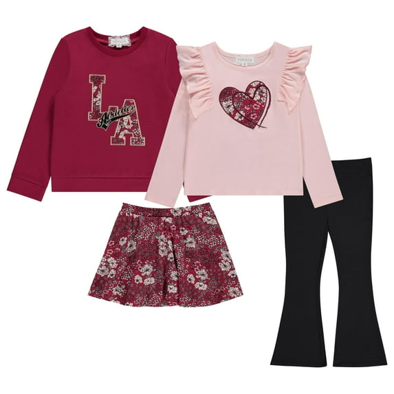 BTween Girls 4-Pack Wardrobe Set, Stylish and Comfortable Outfits for Kids - Peach, Size 6