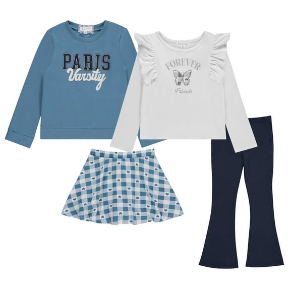 BTween Girls 4-Pack Wardrobe Set, Stylish and Comfortable Outfits for Kids - Stell, Sizes 10/12