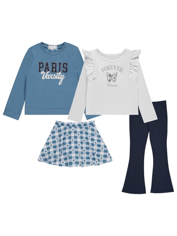 Girls 4-Pack Wardrobe Set, Stylish and Comfortable Outfits for Kids - Stell, Sizes 4/5