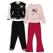 BTween Girls' 4-Pack Wardrobe Set with Jacket - Stylish Printed Tees Clothing Bundle - Size 6