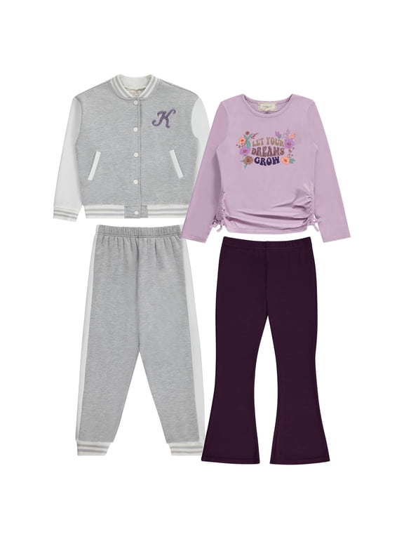 Girls' 4-Pack Wardrobe Set with Jacket in Orchid - Fashionable Kids' Clothing Bundle- Size 4/5