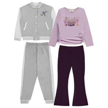 BTween Girls' 4-Pack Wardrobe Set with Jacket in Orchid - Fashionable Kids' Clothing Bundle- Size 6