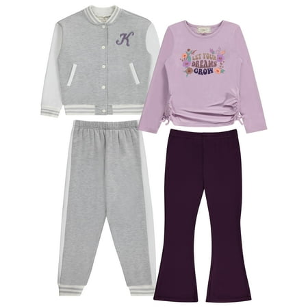 BTween Girls' 4-Pack Wardrobe Set with Jacket in Orchid - Fashionable Kids' Clothing Bundle- Size 6