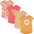 thumbnail image 1 of BTween Girls 4-Piece Summer Tops | Fashionable Short Sleeve T-Shirt | Casual Daily Shirt for Kids - Assorted Colors, 1 of 5
