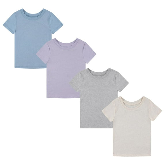 BTween Girls 4-Piece Summer Tops | Fashionable Short Sleeve T-Shirt | Casual Daily Shirt for Kids, BASC1,4/5