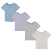 BTween Girls 4-Piece Summer Tops | Fashionable Short Sleeve T-Shirt | Casual Daily Shirt for Kids, BASC1,6