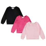 BTween Girls Cozy Velour Sweatshirt Set, 3 Pack of Soft Sweatshirts for Kids, Stylish Casual Outfits, Sizes 4-14