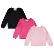 BTween Girls Cozy Velour Sweatshirt Set, 3 Pack of Soft Sweatshirts for Kids, Stylish Casual Outfits, Sizes 4-14