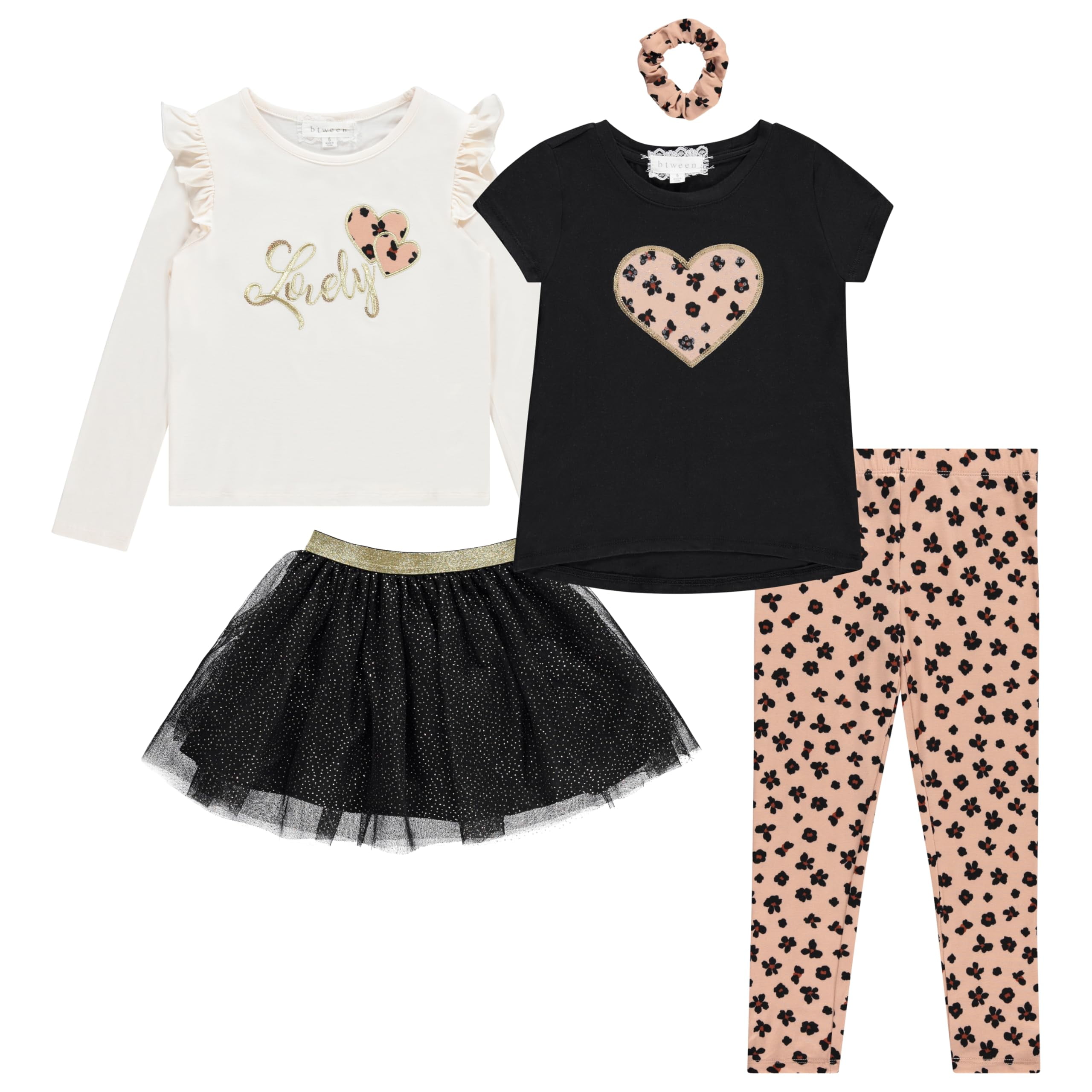 BTween Girls Kids Clothing and Accessory Set- 5pc Mix And Match