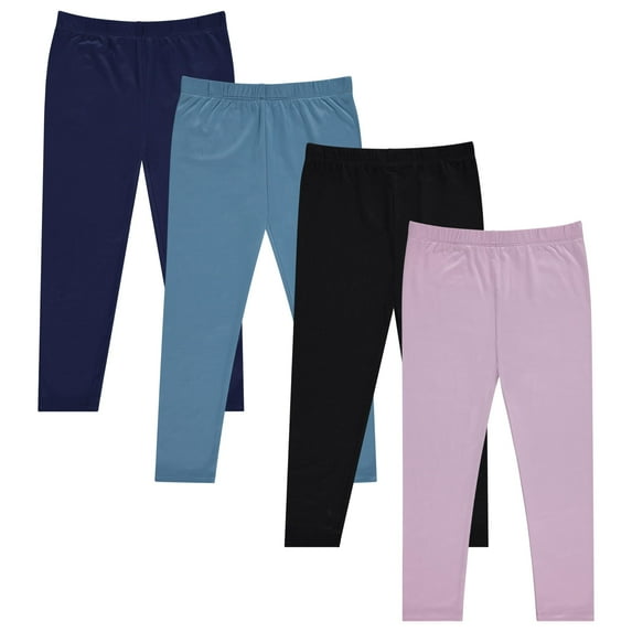 BTween Kids Girl's Fall Fashion Stretch Leggings Comfortable Bottoms Set- 4 Pack Bundle, ORCHD,12