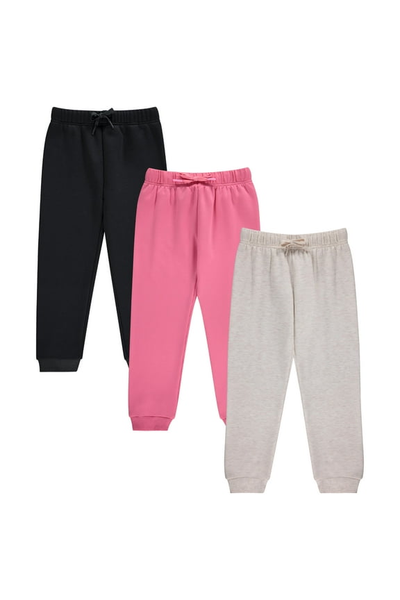 Kids Girl's Fashion Stretch Waist Ultra Soft Jogger Pants Set - 3 Pack Bundle, OATM ,6
