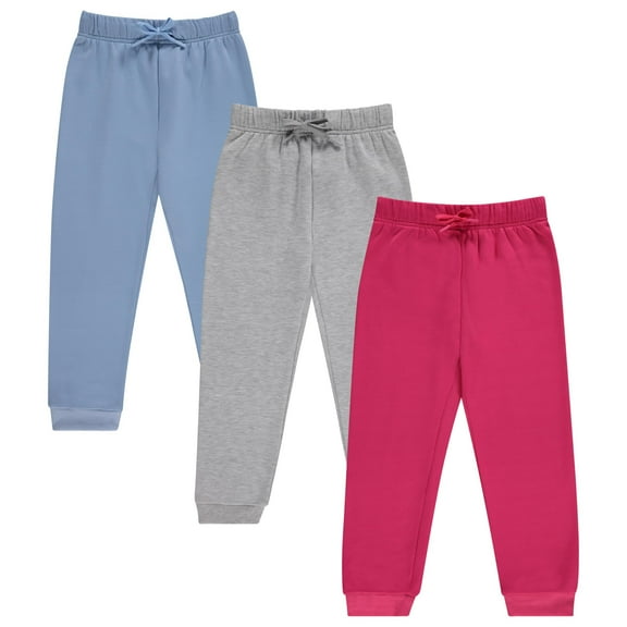 BTween Kids Girls Fashion Stretch Waist Ultra Soft Jogger Pants Set 3 Pack Bundle, Raspb, 14-16