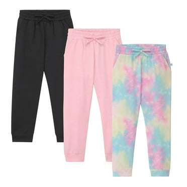 BTween Kids Girl's Fashion Stretch Waist Ultra Soft Jogger Pants Set - 3 Pack Bundle