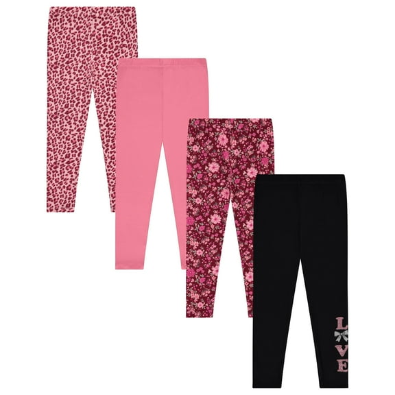 BTween Kids Girls Fall Fashion Stretch Leggings Comfortable Bottoms Set 4 Pack Bundle
