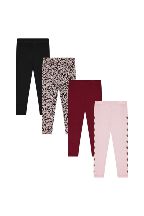 Kids Girls Fall Fashion Stretch Leggings Comfortable Bottoms Set 4 Pack Bundle
