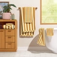 thumbnail image 1 of Beautiful by Drew Barrymore 6-Piece Stripe Hem Bath Towel Set, Soft 100% Cotton, Yellow, 1 of 4