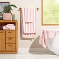 thumbnail image 1 of Beautiful by Drew Barrymore 6-Piece Stripe Hem Bath Towel Set, Soft Cotton, Rose, 1 of 4