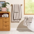 thumbnail image 1 of Beautiful by Drew Barrymore 6-Piece Stripe Hem Bath Towel Set, Soft 100% Cotton, Taupe, 1 of 4