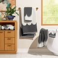 thumbnail image 1 of Beautiful by Drew Barrymore 6-Piece Scallop Bath Towel Set, Soft 100% Cotton, Charcoal, 1 of 4