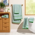 thumbnail image 1 of Beautiful by Drew Barrymore 6-Piece Staggered Tile Bath Towel Set, Soft 100% Cotton, Green, 1 of 4