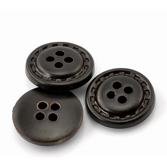 BU003 - 100 pcs Dark Brown Buttons- 18mm (6/8 in) - 4 holes