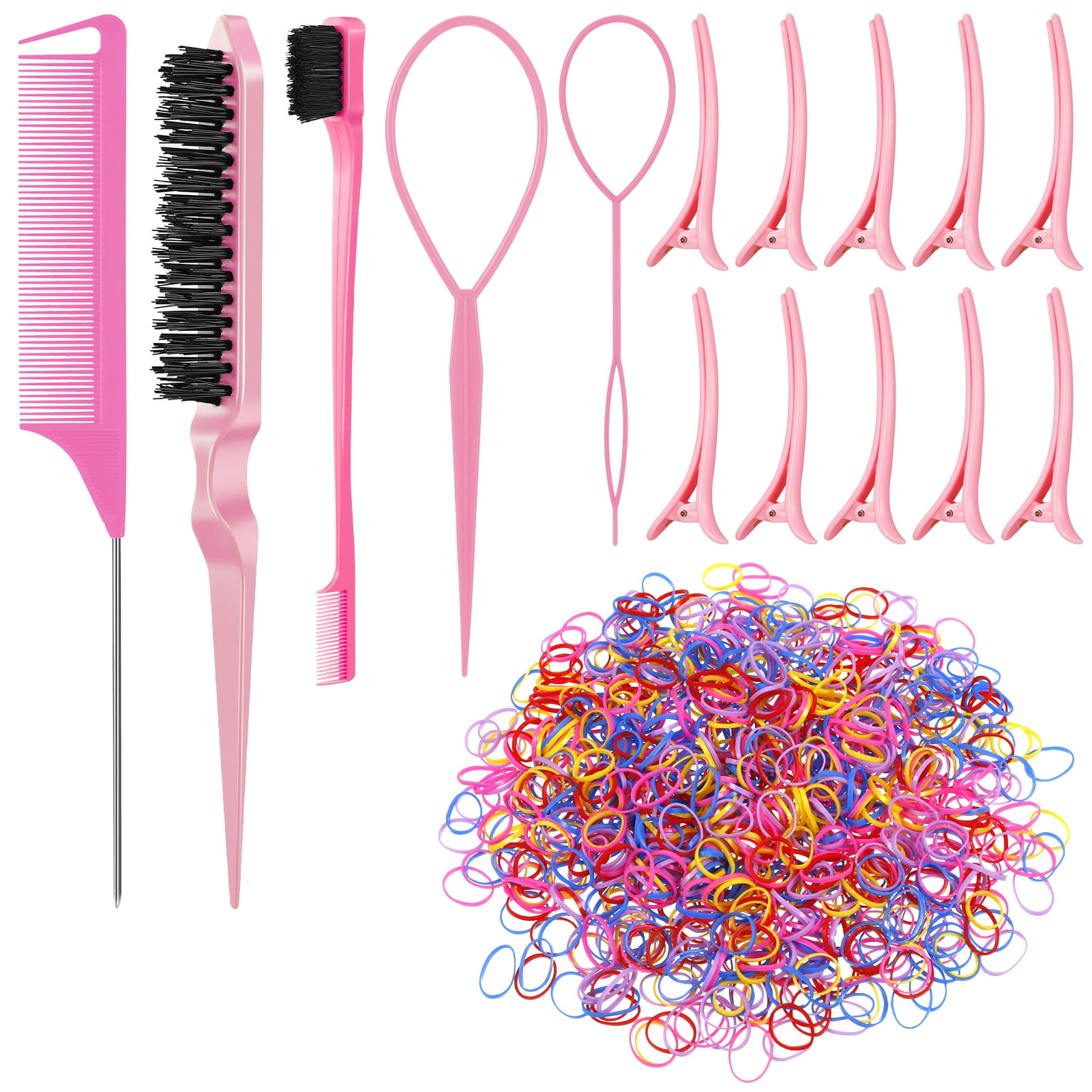 1box/set Silicone Horse Hair Bands & Plastic Braiding Comb Kit