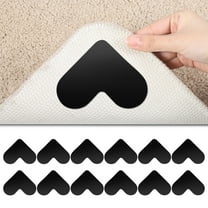 BUBABOX 12 Pcs Rug Grippers Heart Shape,Double Sided Non-Slip Rug Pads Washable Reuseable Rug Tape Grip Carpet Corner,for Hardwood Floor Tile Floor