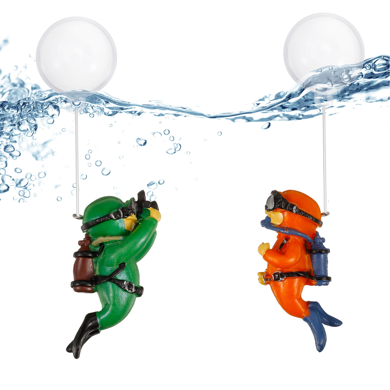 BUBABOX 2 Pack Fish Tank Decorations, Cute Little Diver Aquarium Decors