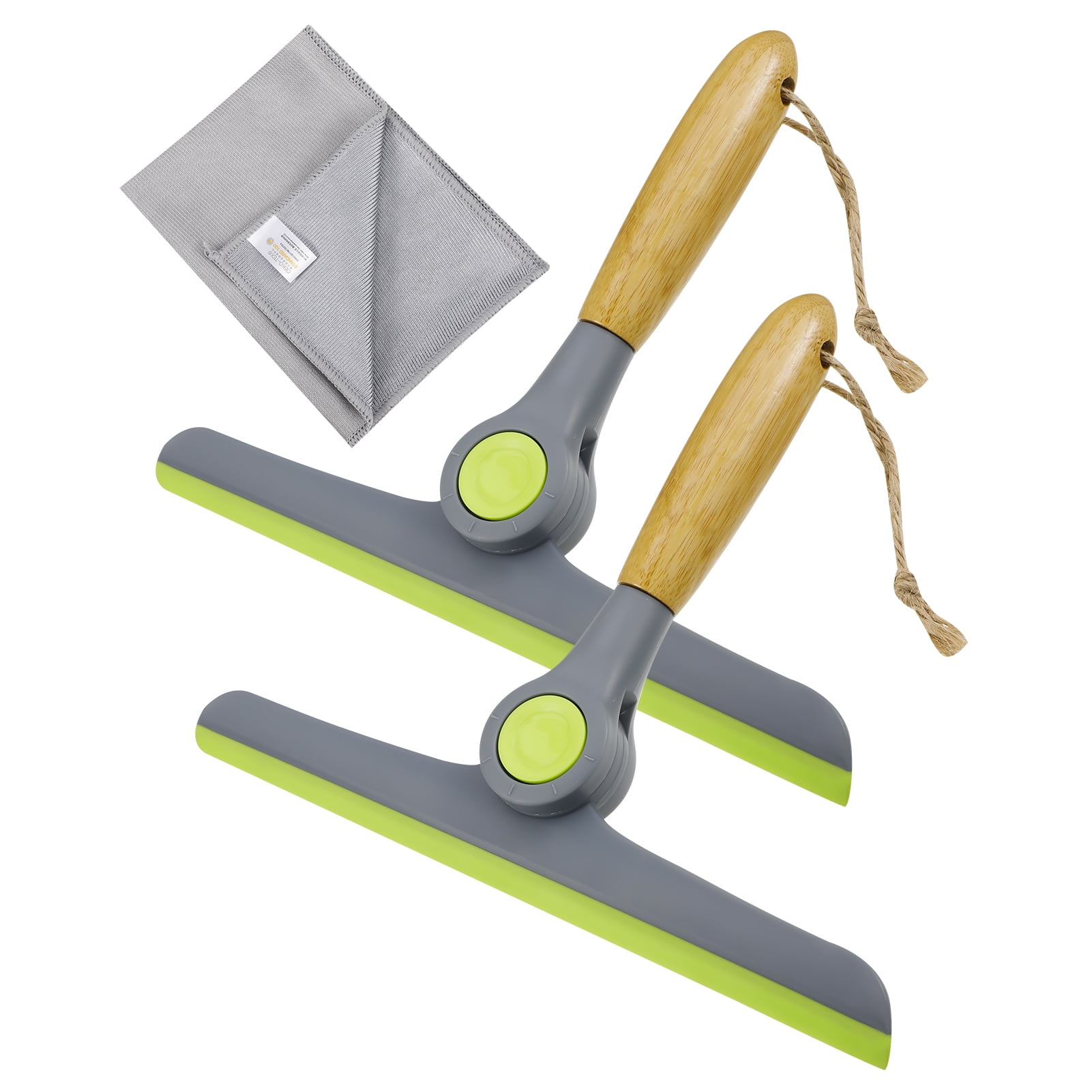 BUBABOX 2 Pcs Squeegee for Window Glass Clean, Foldable Bathroom Shower Glass Squeegee with Wood