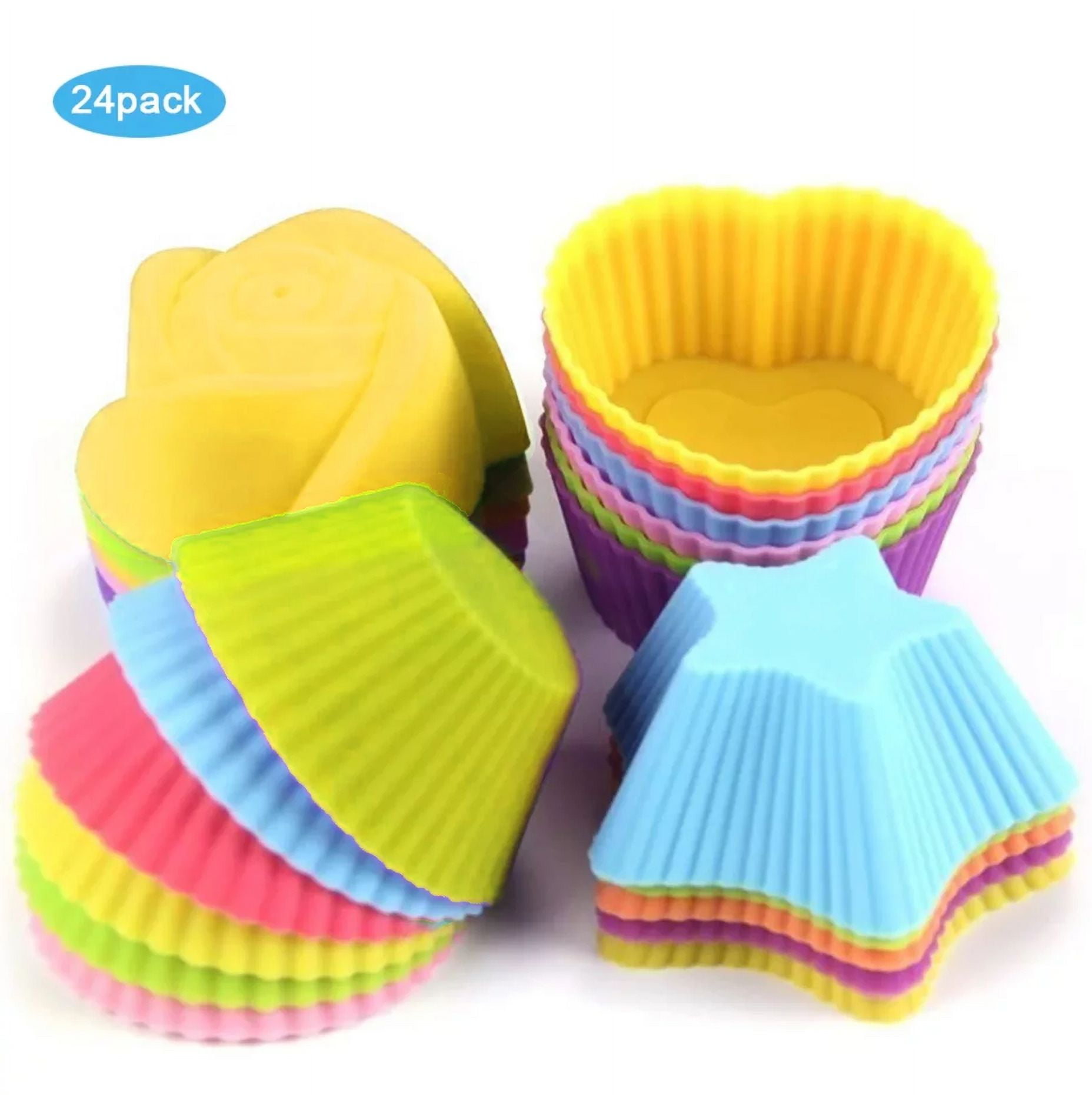 42 Pack Silicone Cupcake Baking Cups Multi Flower-Shaped Silicone Cupcake  Molds