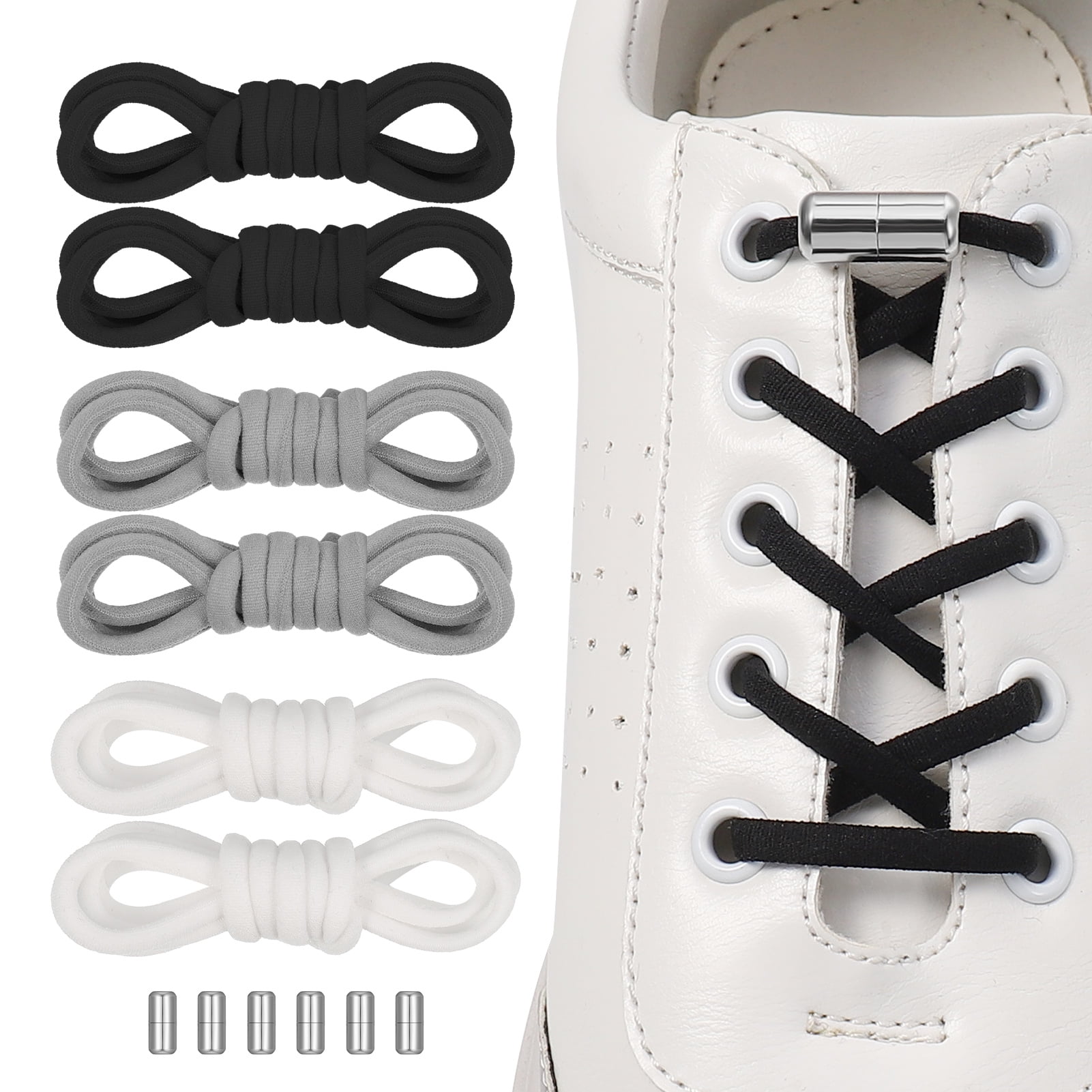 3Pairs Elastic Shoe Laces No Tie Elastic Shoelaces with Lock