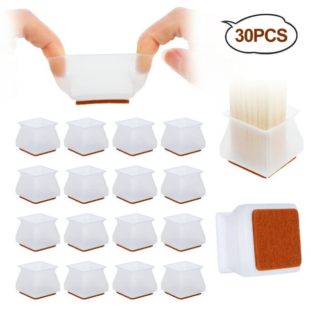 BUBABOX 30 Pcs Non Slip Square Chair Leg Protectors, Fit Square Leg 0.9