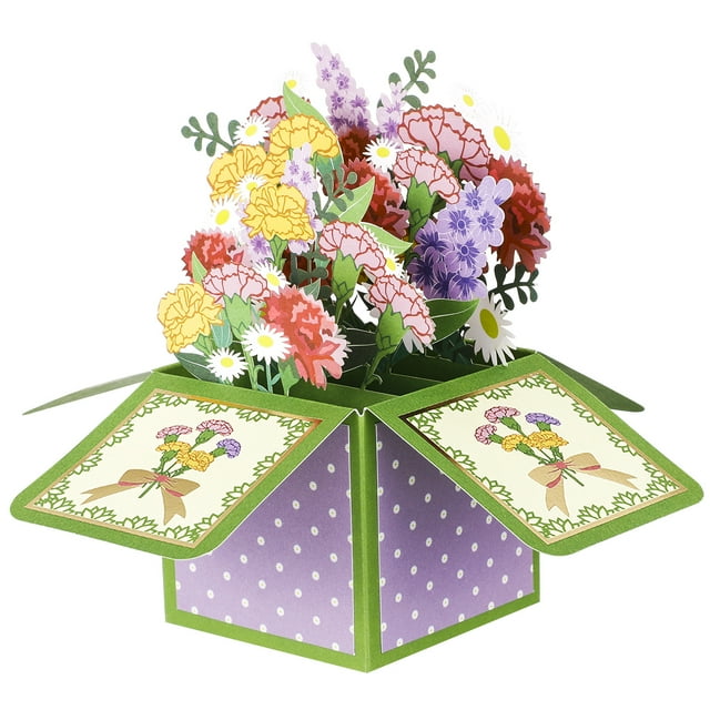 BUBABOX 3D Pop Up Flowers Box Card, Unique Handmade 3D Floral Box ...