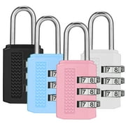BUBABOX 4 Pcs Small Combination Lock 3 Digit Padlock, Resettable Waterproof Outdoor and Heavy Duty Plastic Lock for School Gym Locker, Fence Gate, Toolbox(Pink)