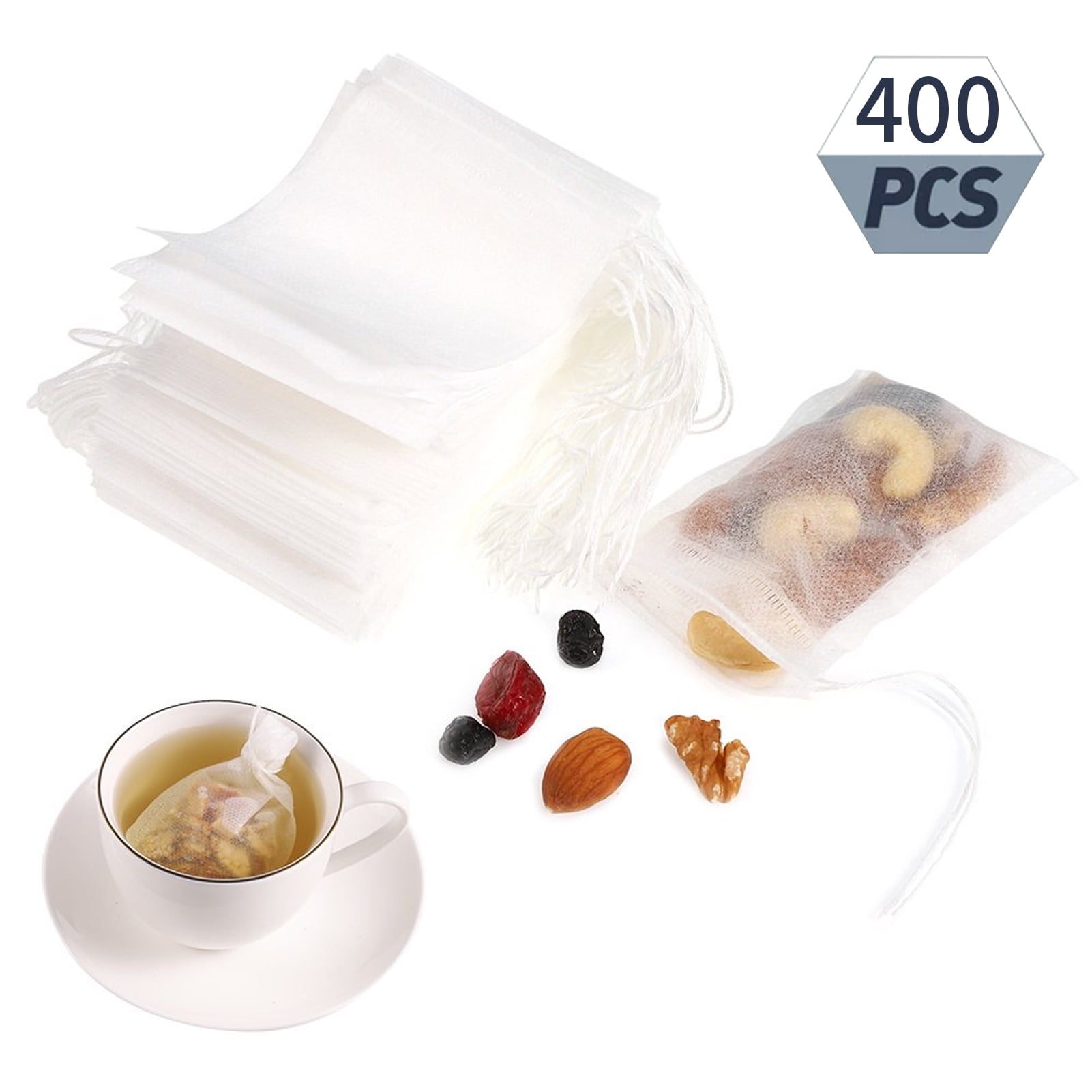 Bolsas de té vacías desechables, bolsas de filtro para té suelto, 300  unidades (3.54 x 2.75 pulgadas)