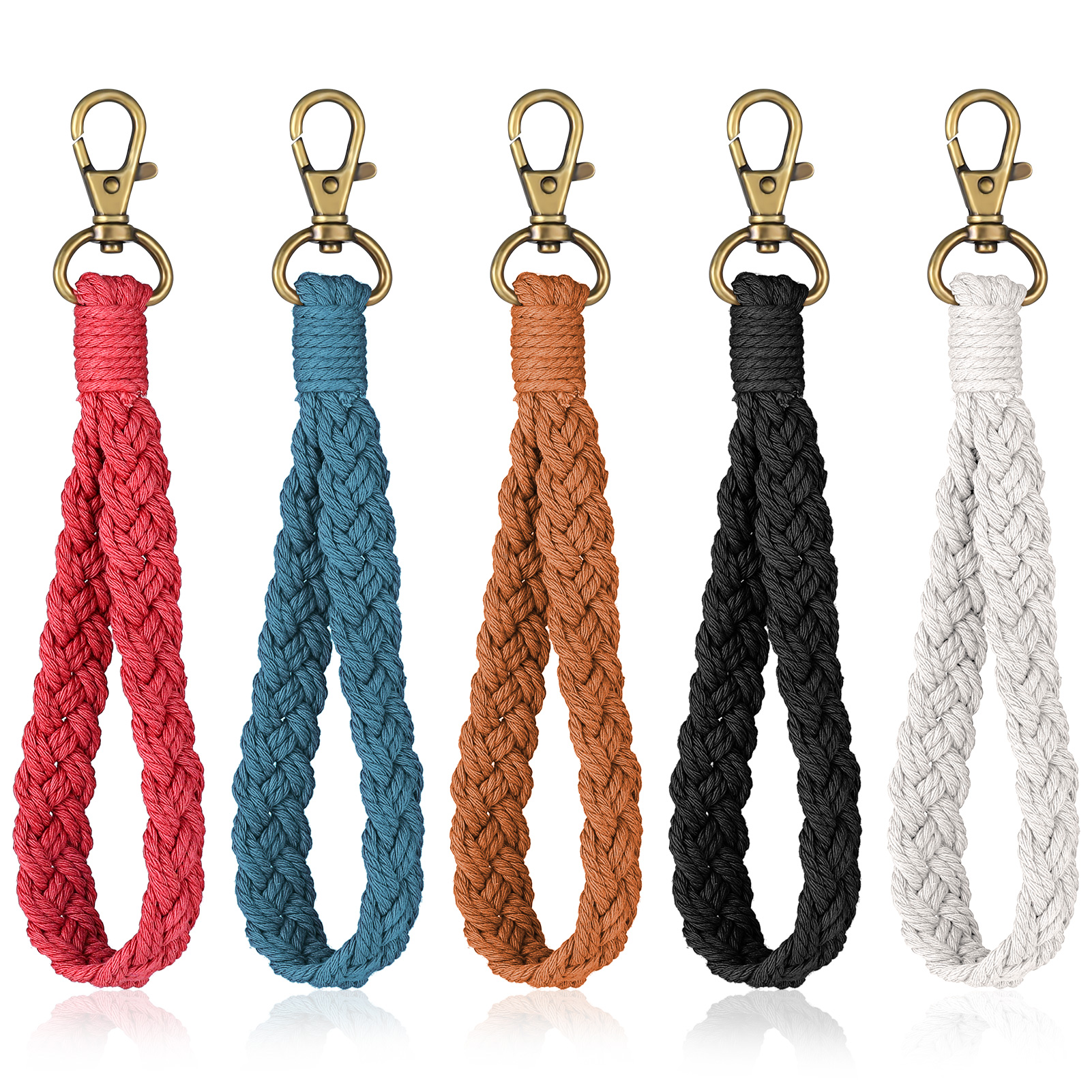 BUBABOX 5 Pcs Macrame Keychain Wristlets, 5 Colors Boho Bracelet