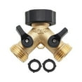 thumbnail image 1 of BUBABOX Garden Hose Splitter 2 Way, Heavy Duty Brass Connector Tap Splitter, Y Splitter 2 Valves with 2 Extra Rubber Washers(B Style), 1 of 8