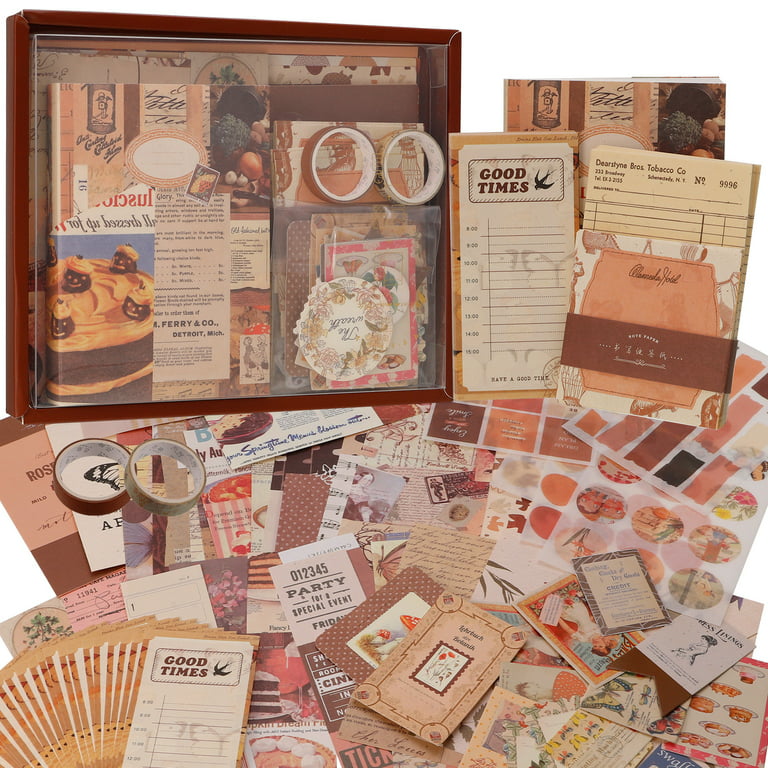 Scrapbooking Supplies Kit, Vintage Aesthetic Scrapbook Kit for