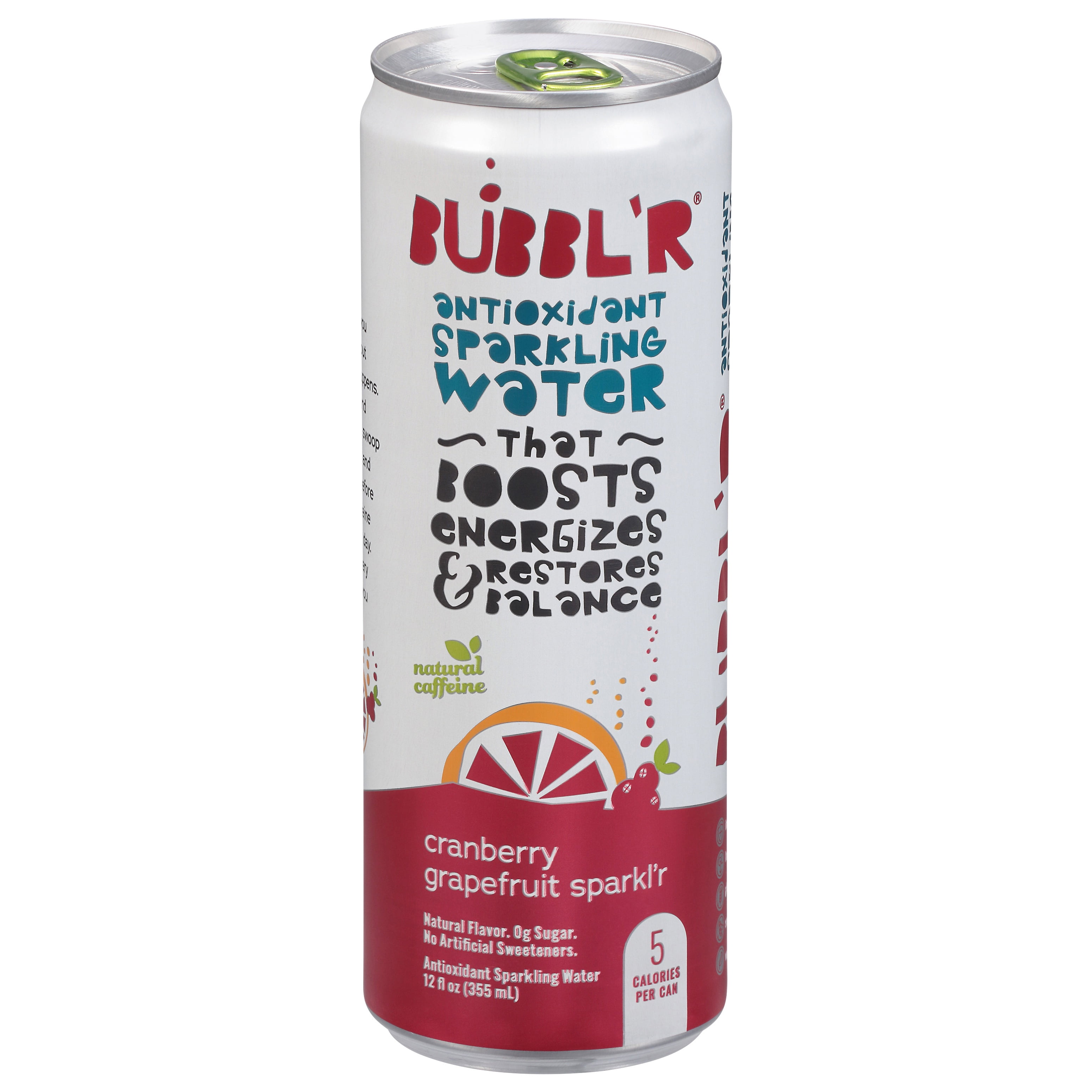 BUBBL'R Antioxidant Sparkling Water, cranberry grapefruit sparkl'r, 12 fl oz Can