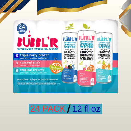 BUBBLR Sparkling Water Variety Pack, 12 fl oz Cans (24 Pack) Antioxidant Sparkling Water with Natural Flavors & Zero Sugar