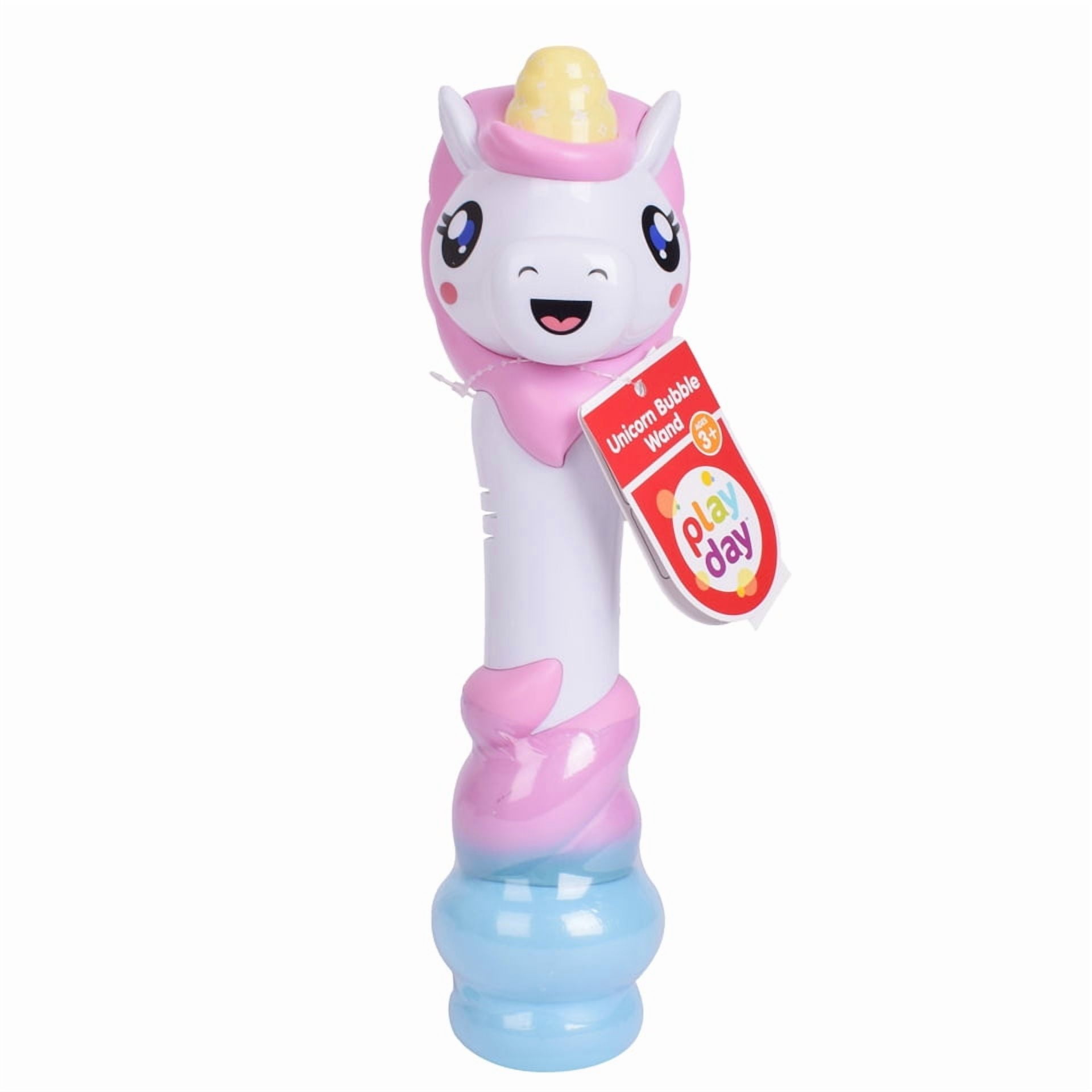 Play Day Unicorn Bubble Wand with Lights and Sounds, 4oz Solution - Unisex, 2AA - Children Ages 3+