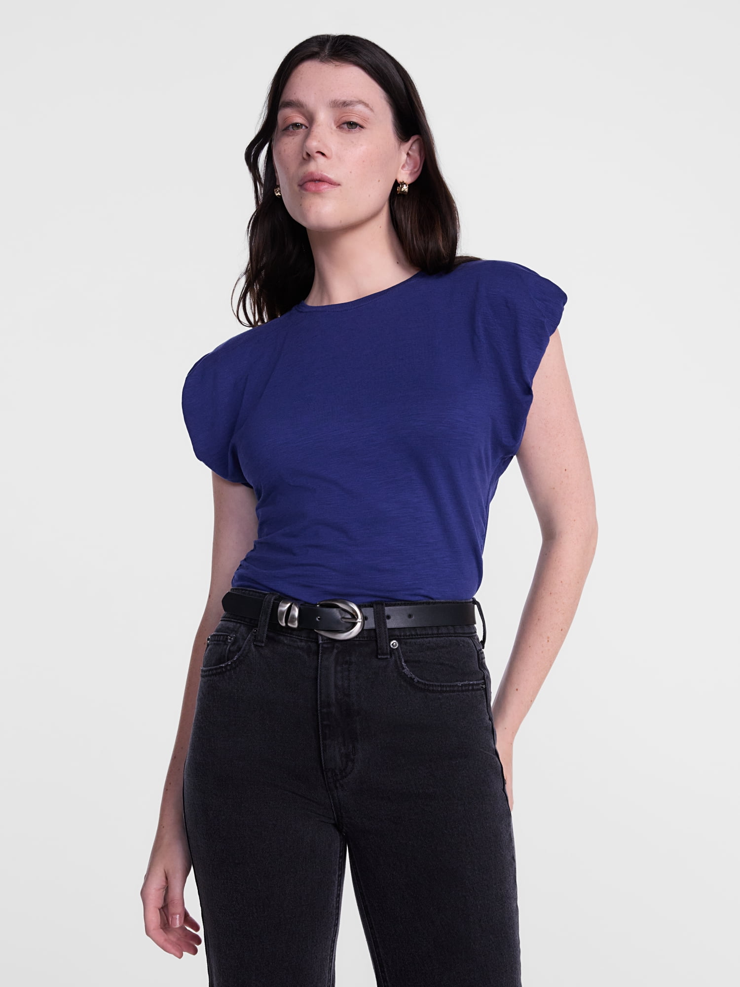 Scenario Women's and Women's Plus Tee with Short Bubble Cap Sleeves, Sizes XS-4X